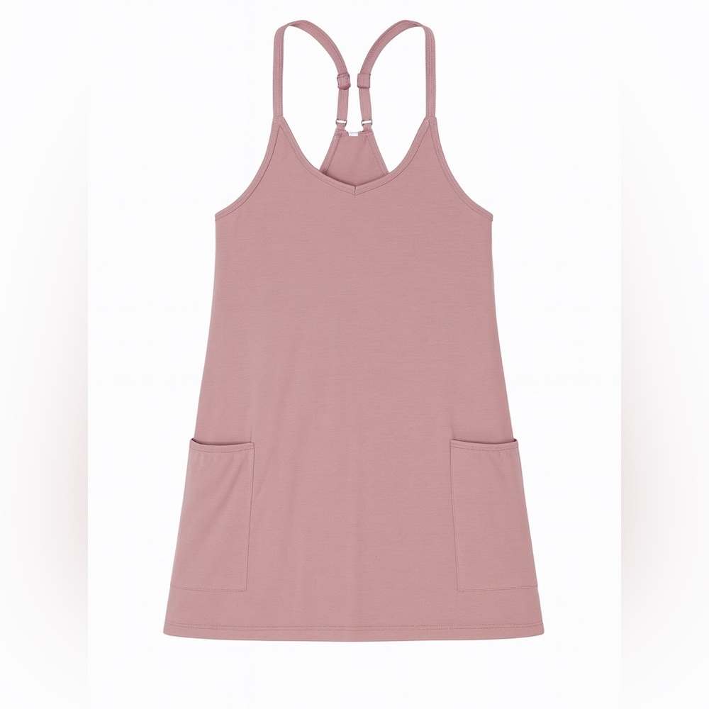 Mauve Athletic Mini Sundress with Pockets & Shorts